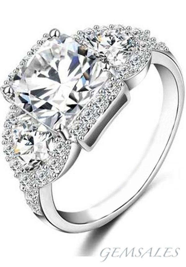 4ct Sim Diamond CZ Ring With Accents ELEGANTLY STYLED -  SIZE  8  -  Q  -  57mm