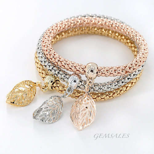 HOT FASHION !!!  MESH CHARM BRACELETS - SET OF 3 - SILVER, GOLD & ROSE GOLD