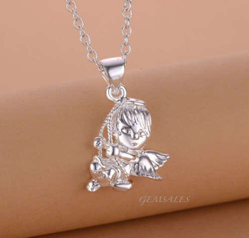 CUTE BABY ANGEL SWINGING PENDANT NECKLACE   *** GIFT IDEA ***