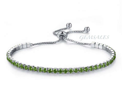ADJUSTABLE TENNIS BRACELET *BRILLIANT CUT EMERALD CZ STONES IN CLAW SETTINGS* 23.5cm ***GIFT IDEA***