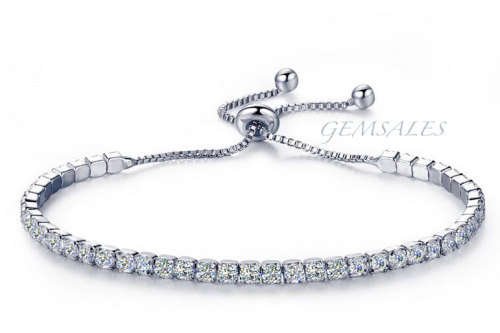 ADJUSTABLE TENNIS BRACELET *BRILLIANT CUT Cr. DIAMOND CZ STONES IN CLAW SETTINGS  ***GIFT IDEA***