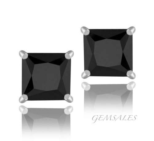ELEGANT BLACK CZ EARRINGS *S925*