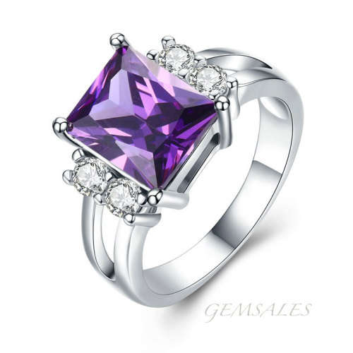NEW ARRIVAL!!! SPECTACULAR SETTING  AMETHYST CZ RING  *S925*   SIZE  7 3/4  - P 1/2 - 56mm