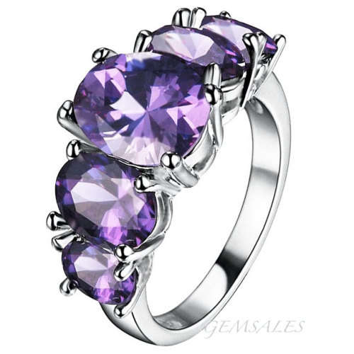 6 Ct STUNNINGLY BEAUTIFUL AMETHYST CZ *S925* - SIZE  7  - O  - 54.5mm