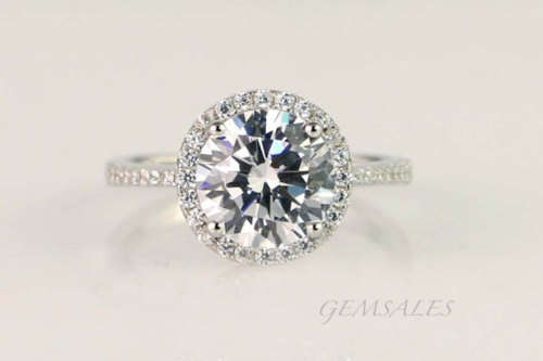 2.04ct UNIQUE HIGH SETTING HALO RING WITH ACCENTS    SIZE  6.5   -  N  -  53mm