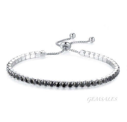 ADJUSTABLE TENNIS BRACELET *BRILLIANT CUT BLACK CZ STONES IN CLAW SETTINGS  ***GIFT IDEA***