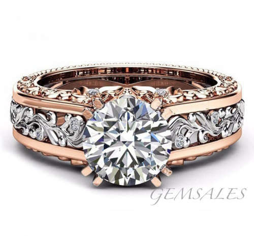 3.87ct BRILLIANT CUT CZ  *ROSE GOLD PLATED*   *S925*   SIZE 8 - Q  - 57mm