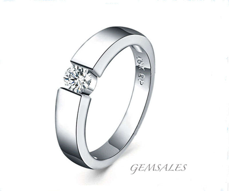 0.4ct CZ  *PLATINUM  PLATED*   *18KGP*   SIZE  7 - O   - 54.5mm