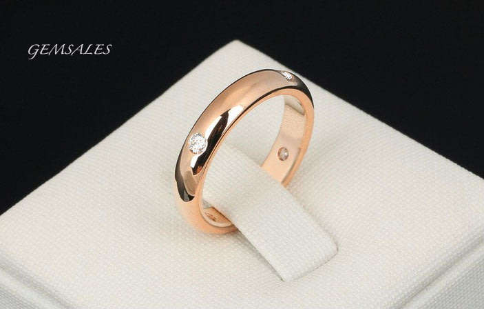 LATE ENTRY!  0.10ct X 4 BRILLIANT CUT CZ  SET IN *ROSE GOLD PLATED*  *18KGP*  SIZE  7 - O   - 54.5mm