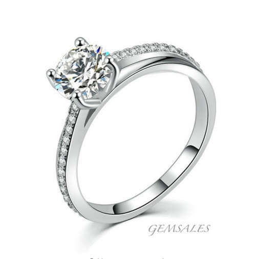 Classic Design 1ct Sim Diamond CZ Ring With Micro Pave  *18KGP* -  SIZE  7.75  -  P 1/2  -  56mm