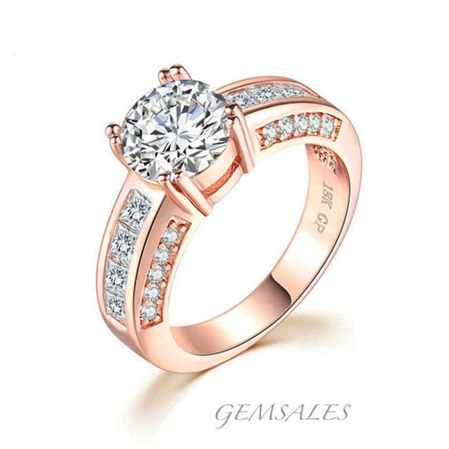 3.46ct BRILLIANT CUT SIM DIAMOND CZ  *ROSE GOLD PLATED* SENSATIONAL!  *18KGP*   SIZE 7 - O  - 54.5mm