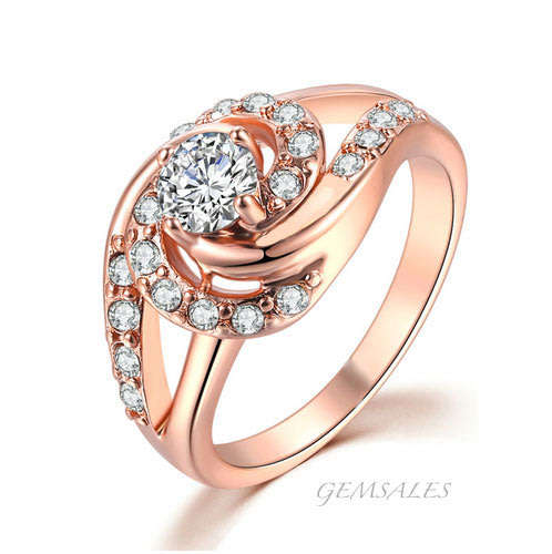 VINTAGE SPIRAL STYLE 0.79ct SIM DIAMOND CZ #SET IN ROSE GOLD# 18KGP   SIZE  7  - O - 54.5mm