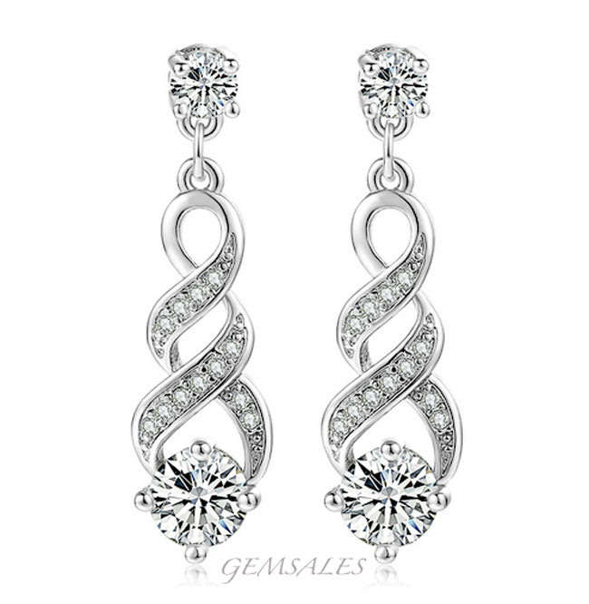 AUSTRIAN CRYSTAL SET IN 18KGP WHITE GOLD PLATED STUD EARRINGS