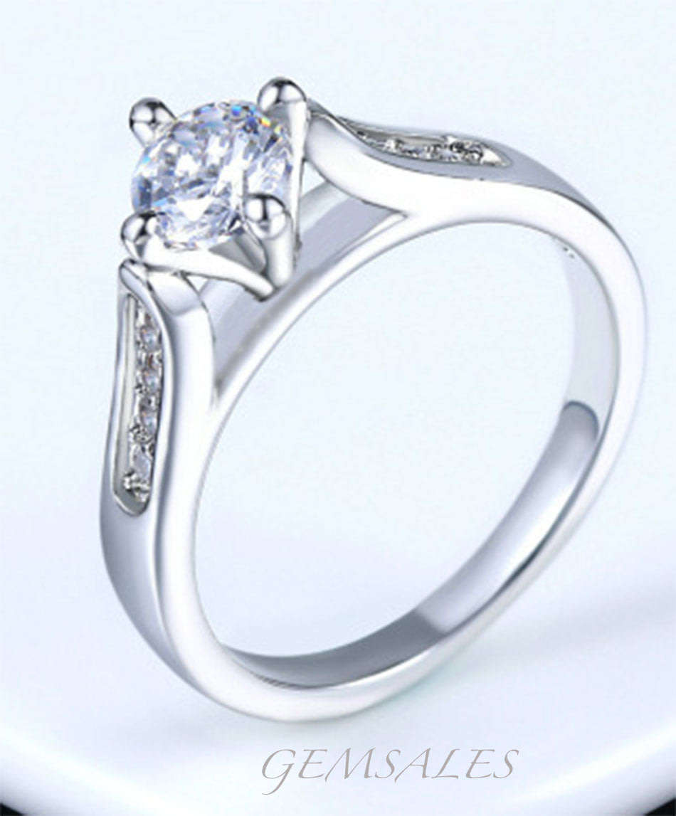 0.49ct AUSTRIAN CRYSTAL WITH INLAY *WHITE GOLD PLATED*   *18KGP*   SIZE   7.5  - P  - 55.5mm