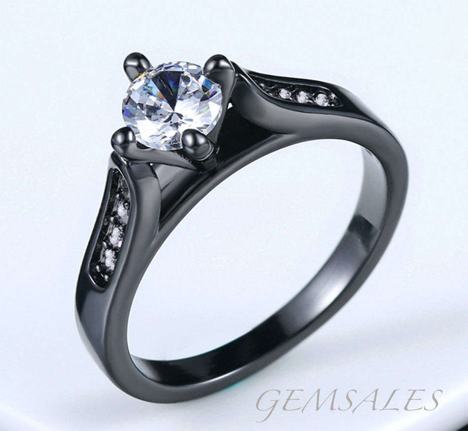 0.49ct AUSTRIAN CRYSTAL WITH INLAY *BLACK GOLD PLATED*   *18KGP*   SIZE   7 - O  - 54.5mm