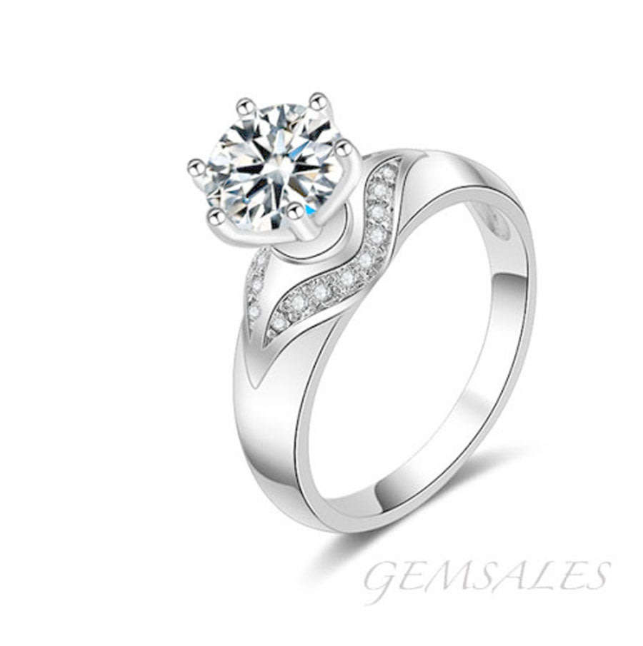 1.28ct BRILLIANT CUT SIM DIAMOND CZ  *WITH INLAY*    *18KGP*   SIZE 6.75  - N 1/2  - 54mm