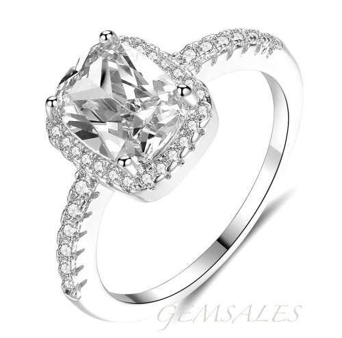 ELEGANT  2.4ct  CUSHION CUT SIMULATED DIAMOND CZ IN HALO SETTING #S925# -  SIZE   6  - M - 52mm