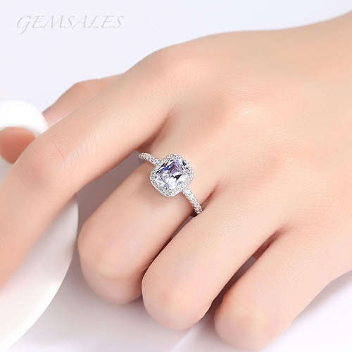 ELEGANT  2.4ct  CUSHION CUT SIMULATED DIAMOND CZ IN HALO SETTING #S925# -  SIZE   6  - M - 52mm