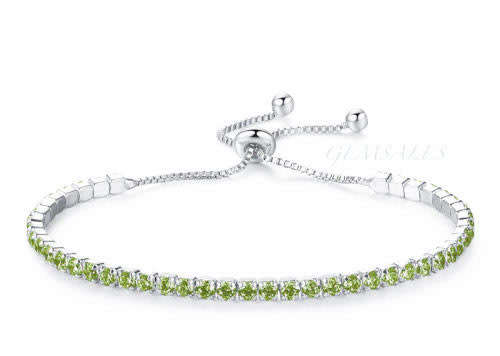 ADJUSTABLE TENNIS BRACELET *BRILLIANT CUT EMERALD CZ STONES IN CLAW SETTINGS* 23.5cm ***GIFT IDEA***
