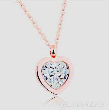 ROSE GOLD PLATED & CUBIC ZIRCONIA PENDANT NECKLACE   - CHAIN  40cm + 5cm Extension