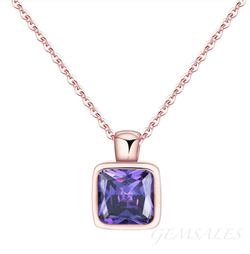 5.62ct  AMETHYST CZ PENDANT NOBLE DESIGN #ROSE GOLD PLATED#