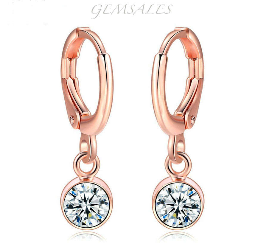 ROSE GOLD PLATED & CUBIC ZIRCONIA CLASSIC DANGLE EARRINGS
