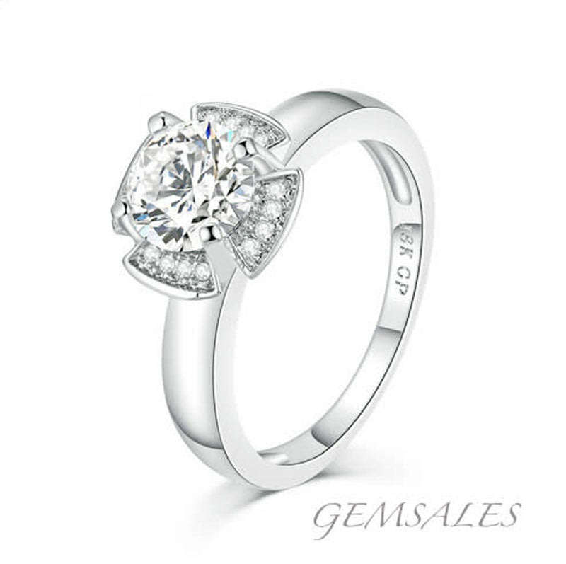 1.28ct BRILLIANT CUT SIM DIAMOND CZ  WITH ACCENTS  *18KGP*   SIZE 7 - O  - 54.5mm