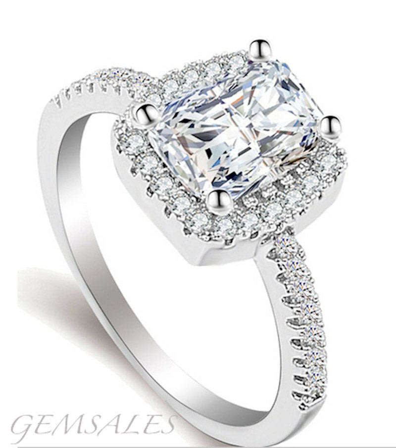 ELEGANT 3.90Ct CUSHION CUT SIMULATED DIAMOND CZ IN HALO SETTING    SIZE   7  - O - 54.5mm