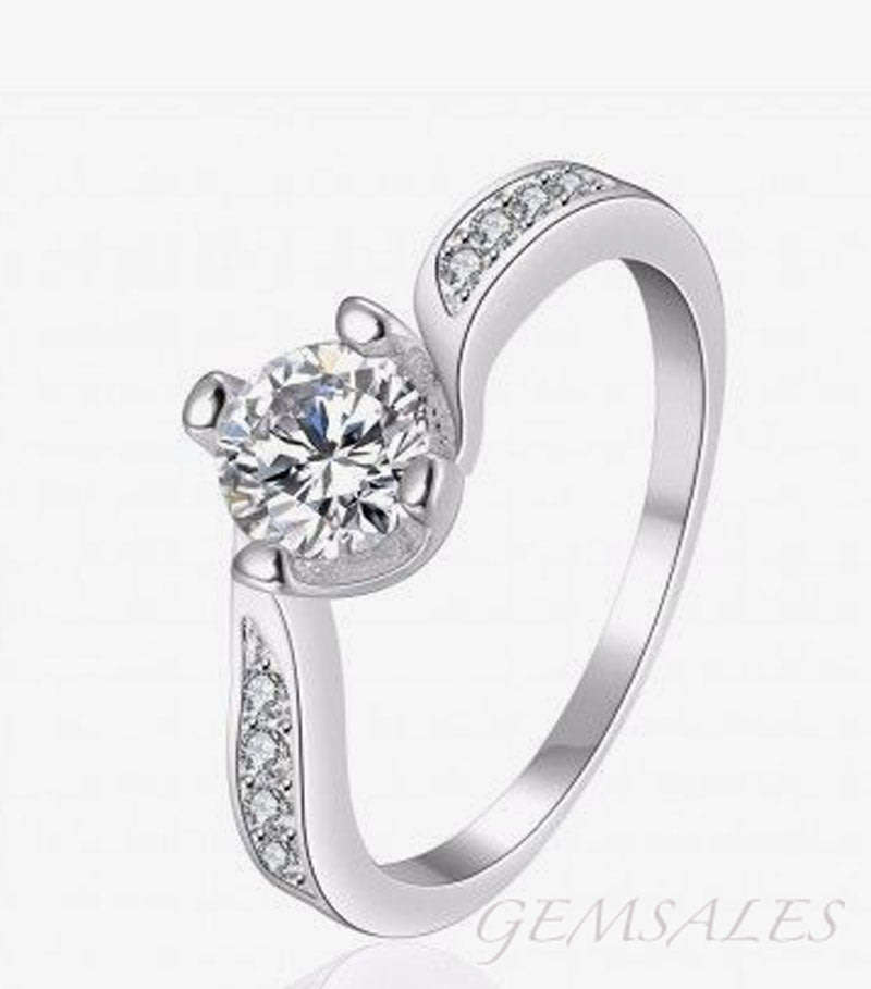 ELEGANT .75ct  SIM DIAMOND CZ IN TWIST SETTING WITH INLAY  #S925#    SIZE   8  - Q - 57mm