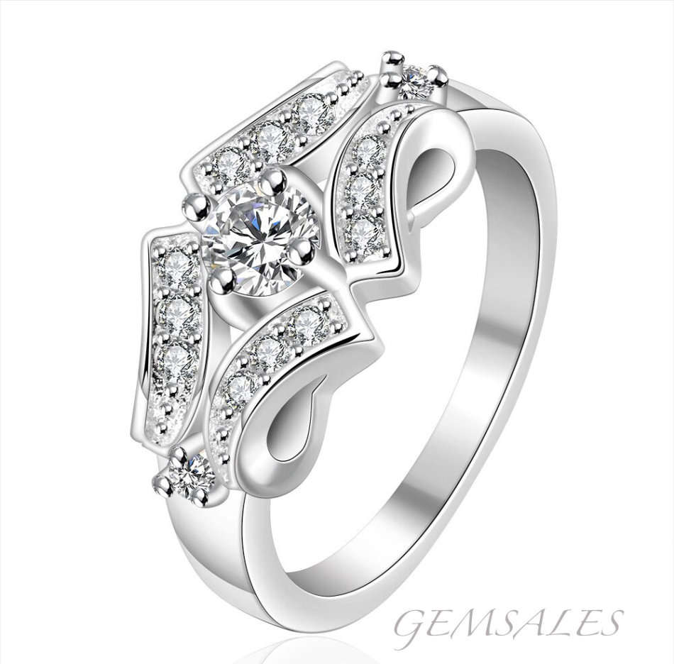 CLASSIC SETTING  0.65ct  SILVER SIM DIAMOND CZ WITH INLAY  *S925*  SIZE  7  - O - 54.5mm
