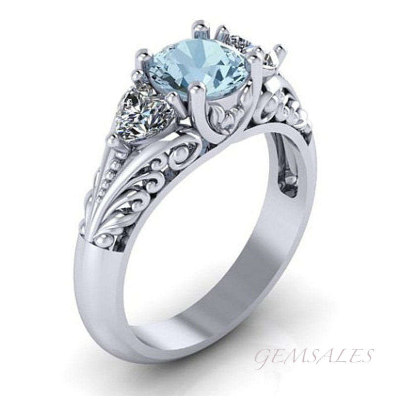 1.25ct BLUE TOPAZ  & SIM DIAMOND CZ  *S925*   SIZES AVAILABLE  -   7  /  8