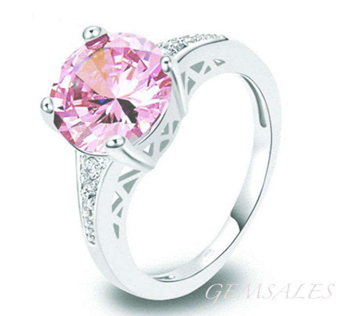 1.25ct  PINK TOPAZ CZ WITH MICRO INLAY *S925*    SIZE    7.5 - P - 55.5mm