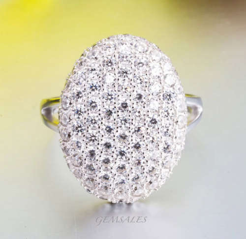 ABSOLUTELY STUNNING!  86 ROUND BRILLIANT CUT CZ  PAVE   #S925#   SIZE 6.25 - M1/2 - 52.5mm