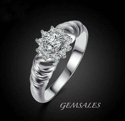 Unique Style Sim Diamond CZ Ring  #FLOWER DESIGN# ***S925***    SIZE   7.5   -   P  -  56.5mm