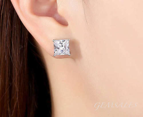 3ct   ***PRINCESS CUT***   CZ  EARRINGS