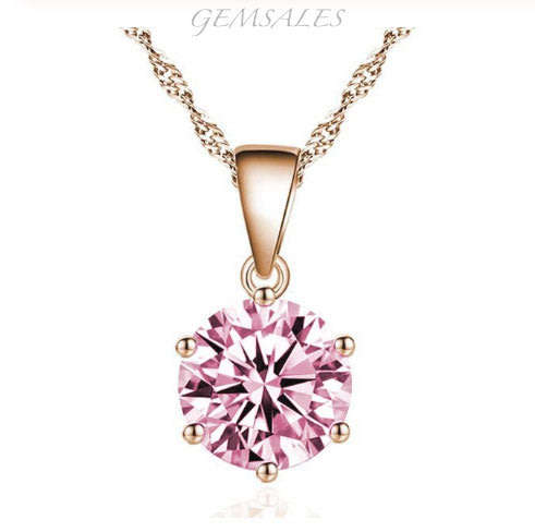 2.04ct  AAA CZ PENDANT NECKLACE ROSE GOLD PLATED  *CHAIN 46cm + EXTENSION 5cm*