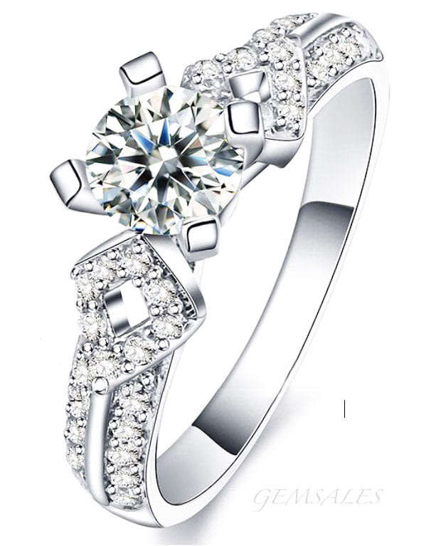 .75ct  SIM DIAMOND CZ 4 PRONG SETTING WITH INLAY   *S925*  SIZE    5.75  -  L  -  51.5mm