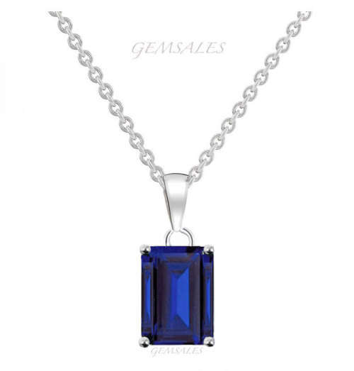 ELEGANT  *6ct  ROYAL BLUE CZ PENDANT NECKLACE*     CHAIN 45cm