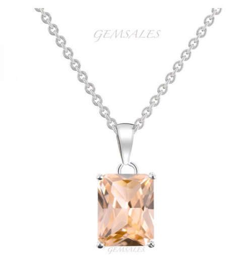 ELEGANT  *6ct  CHAMPAGNE CZ PENDANT NECKLACE*     CHAIN 45cm