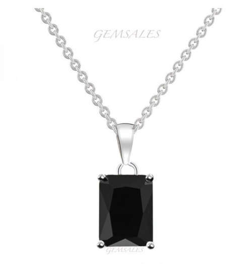 ELEGANT  *6ct  BLACK CZ PENDANT NECKLACE*     CHAIN 45cm