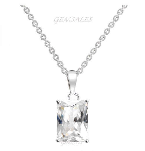 ELEGANT  *6ct CZ PENDANT NECKLACE*     CHAIN 45cm