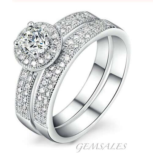 .46ct  SIM DIAMOND CZ HALO DESIGN WITH INLAY  *S925*  SIZE   8.5   -  Q 1/2  -  58mm