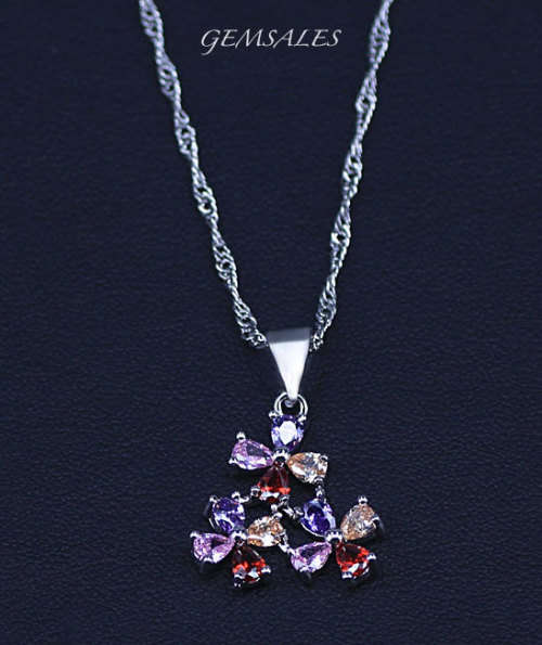 MULTI-COLOR CZ FASHION NECKLACE