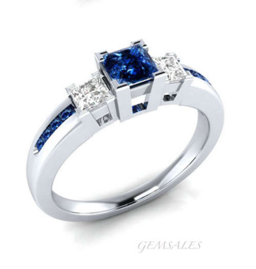 EXQUISITE ROYAL BLUE & CLEAR CZ   ***S925***     SIZES AVAILABLE     8  -  9