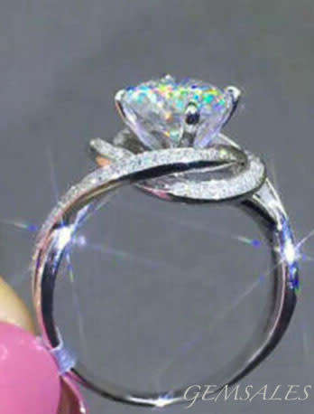 BRILLIANT CUT 2.75ct Cr Diamond CZ Twirl Setting With Inlay *S925*   SIZE    7  -  O  -  54.5mm