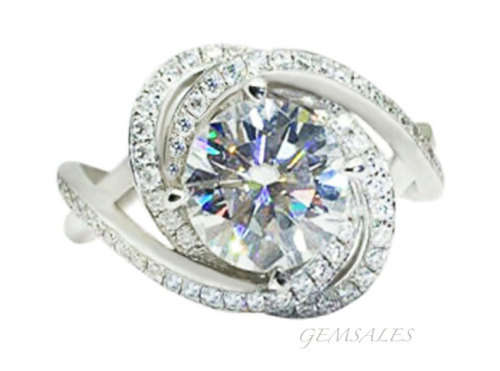 BRILLIANT CUT 2.75ct Cr Diamond CZ Twirl Setting With Inlay *S925*   SIZE    7  -  O  -  54.5mm