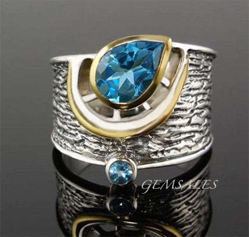 BOHEMIAN SETTING WITH GEMSTONES * EXQUISITE STYLE *  S925   SIZES  7.5 - 8.25 - 9.25 - 10 - 10.25