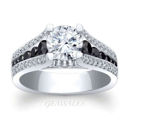ELEGANT .75ct  WITH BLACK & CLEAR CZ INLAY *S925*   SIZES AVAILABLE    6.75  -  7.75