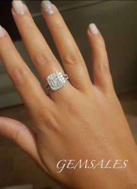 SPECTACULAR  PRINCESS QUAD HALO  WITH INLAY*S925*  SIZES  5.75  -  6.75  -  8.75  -  10  AVAILABLE