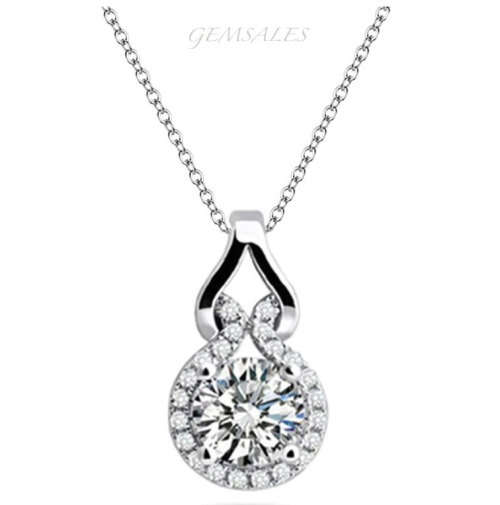 2ct  BRILLIANT CUT PENDANT NECKLACE   CZ    *CHAIN 45cm  PENDANT 20mm x 11mm*